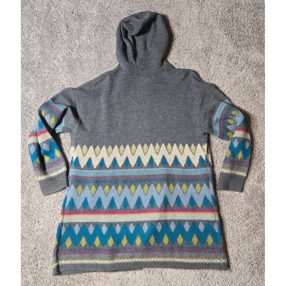 Christopher Banks Open Longer Sweater Cardigan Hoodie Gray Stripes size XL - Picture 2 of 6